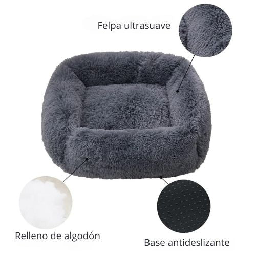 Cama de Perro Antiestrés - Cuadrada